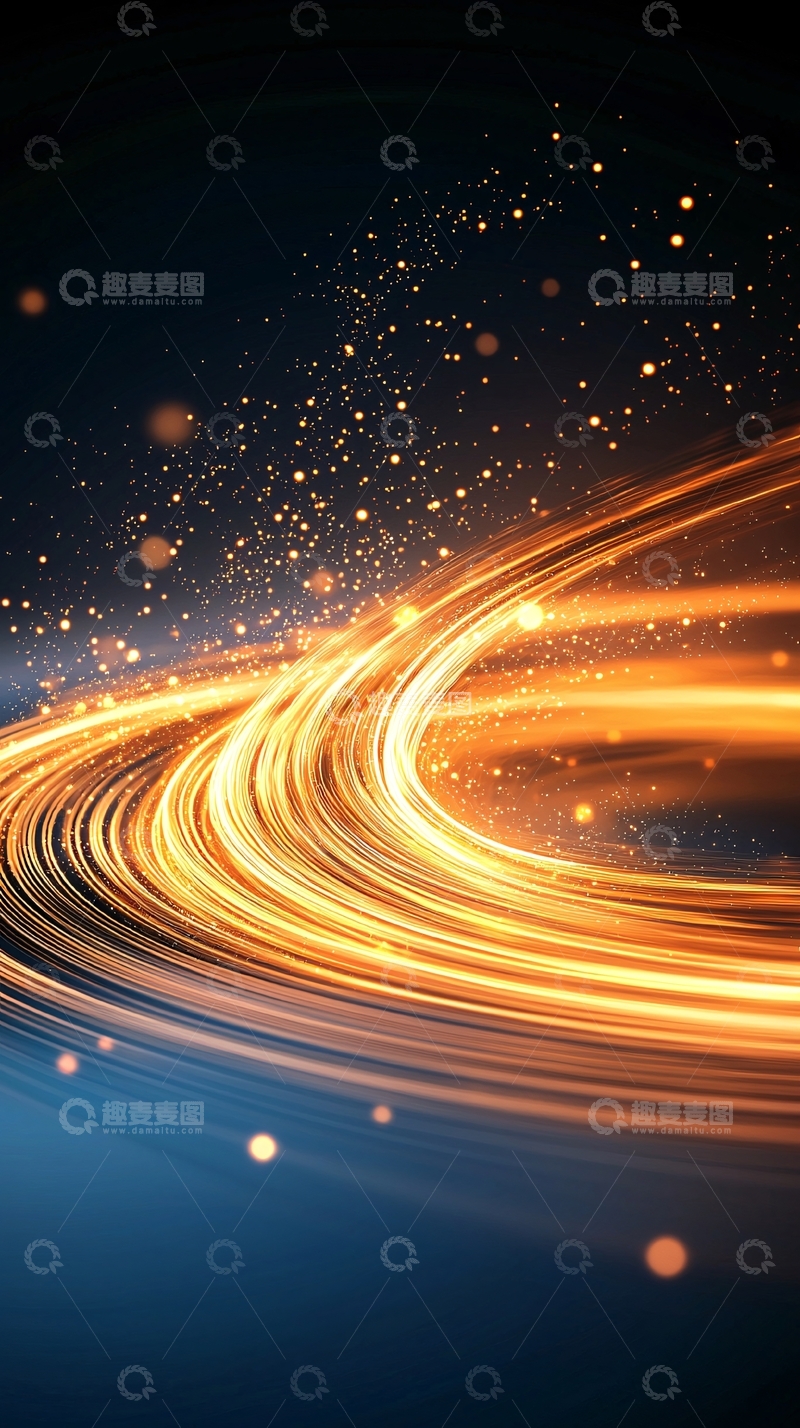高清大图下载【趣麦麦图】金色光线流动轨迹