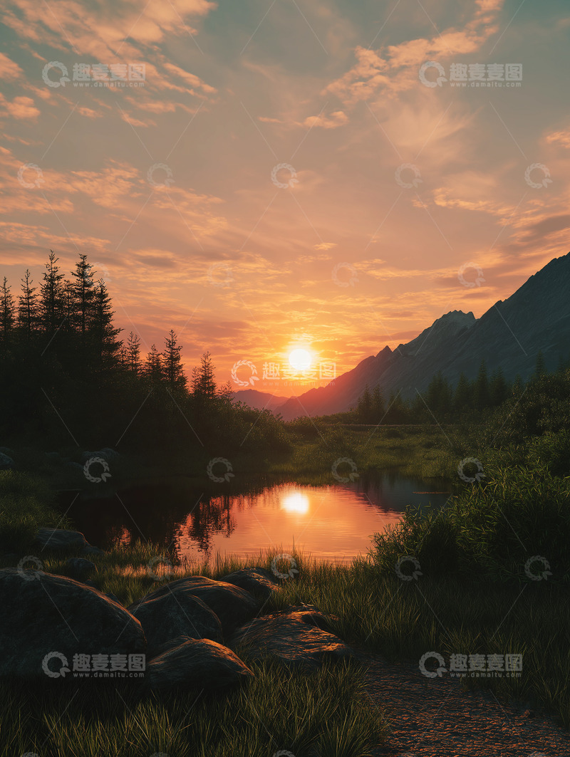 高清大图下载【趣麦麦图】唯美日落日出1