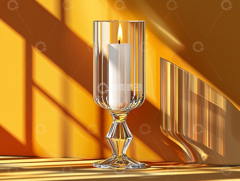 高清大图下载【趣麦麦图】烛台里燃烧的白色蜡烛