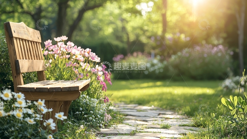 高清大图下载【趣麦麦图】花园里的长椅