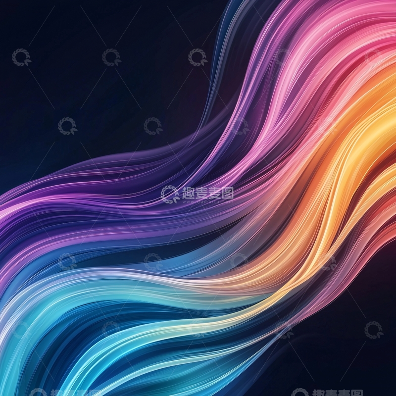 高清大图下载【趣麦麦图】彩色渐变流动线条