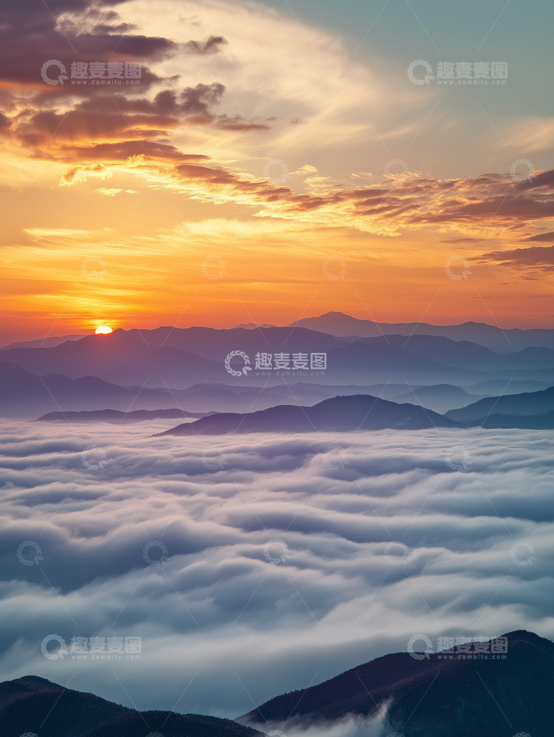 高清大图下载【趣麦麦图】日落日出云海2