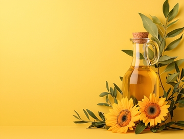 葵花籽油瓶与向日葵