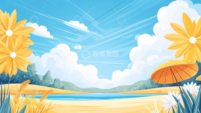 高清大图下载【趣麦麦图】清新明媚的夏日海滩