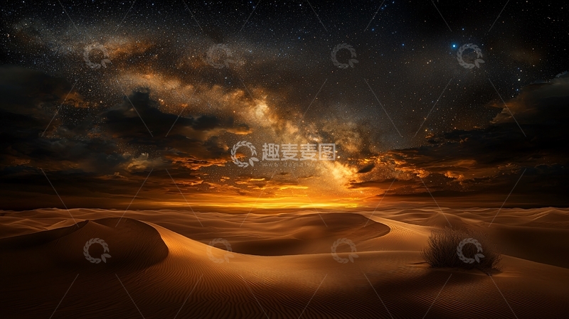 高清大图下载【趣麦麦图】沙漠星空下的奇幻光芒