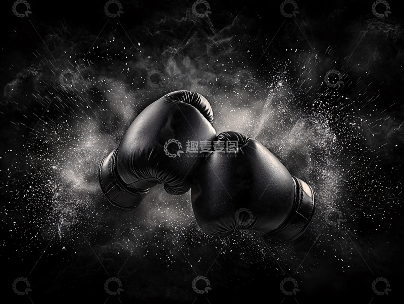 高清大图下载【趣麦麦图】黑白拳击手套爆炸冲击