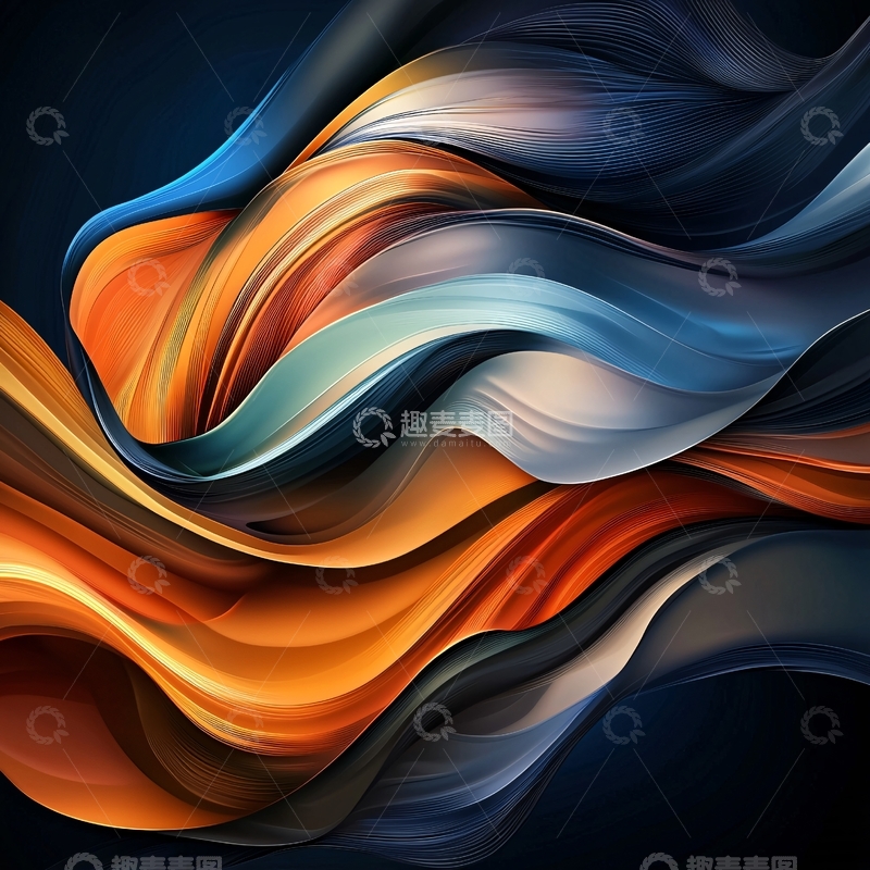 高清大图下载【趣麦麦图】抽象色彩流动线条