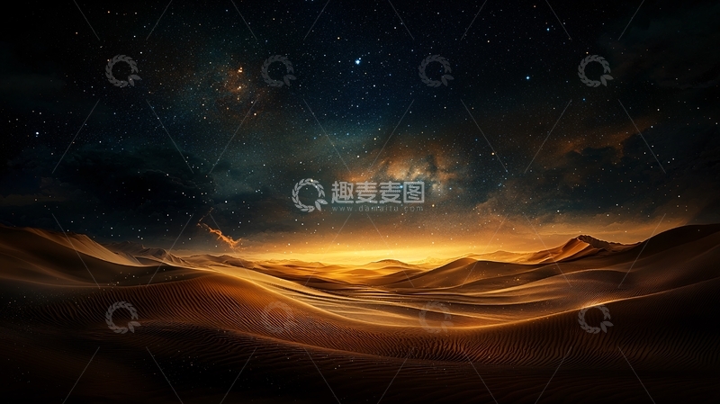 高清大图下载【趣麦麦图】星空下的沙漠景观