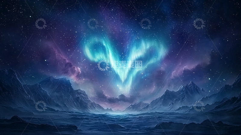 高清大图下载【趣麦麦图】星空下的极光山景