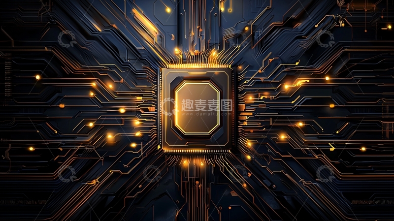 高清大图下载【趣麦麦图】微芯片电路板中心特写