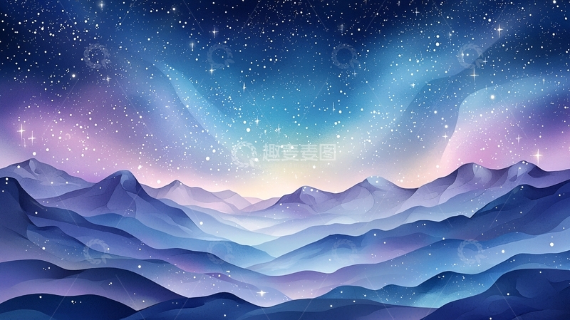 高清大图下载【趣麦麦图】星空下的山脉