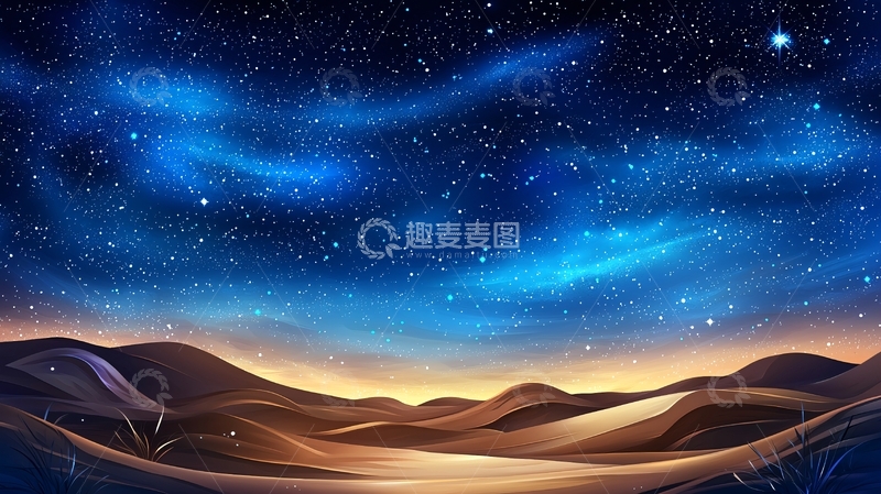 高清大图下载【趣麦麦图】星空下的荒漠山丘