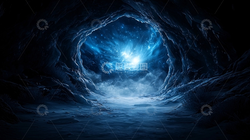 高清大图下载【趣麦麦图】神秘洞穴深处蓝光闪耀
