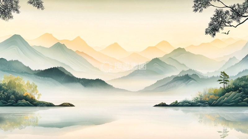 高清大图下载【趣麦麦图】水墨山水远景