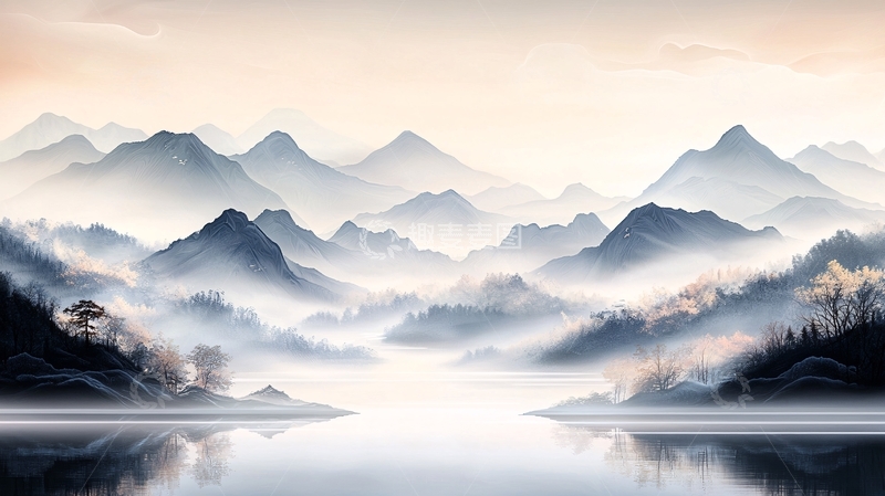 高清大图下载【趣麦麦图】水墨山水如画意境