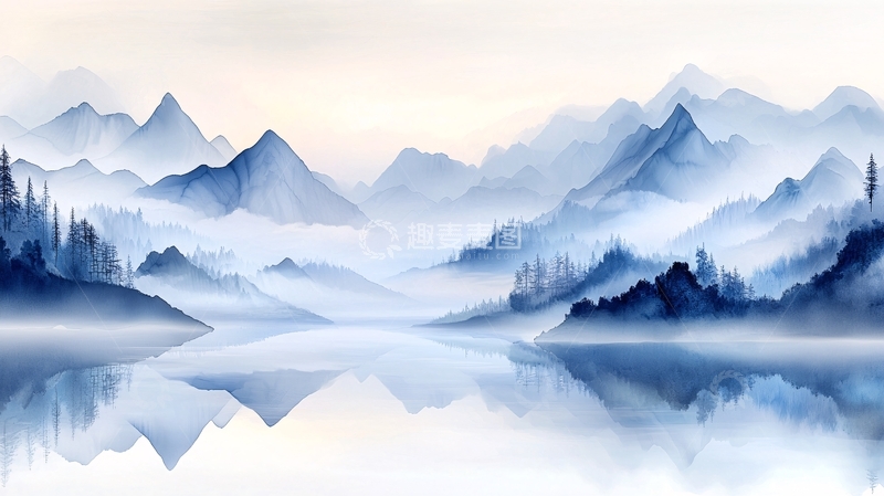 高清大图下载【趣麦麦图】水墨山水画高清图片