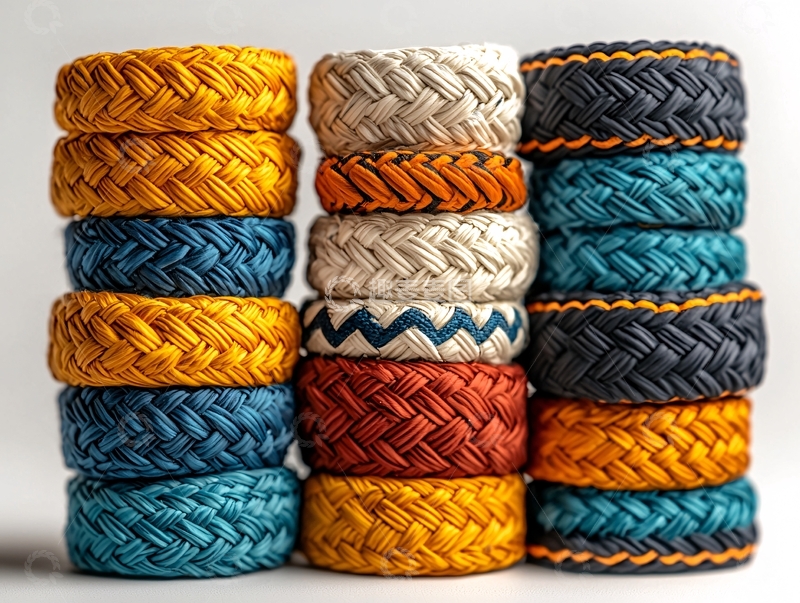 高清大图下载【趣麦麦图】手工编织彩色线圈堆叠