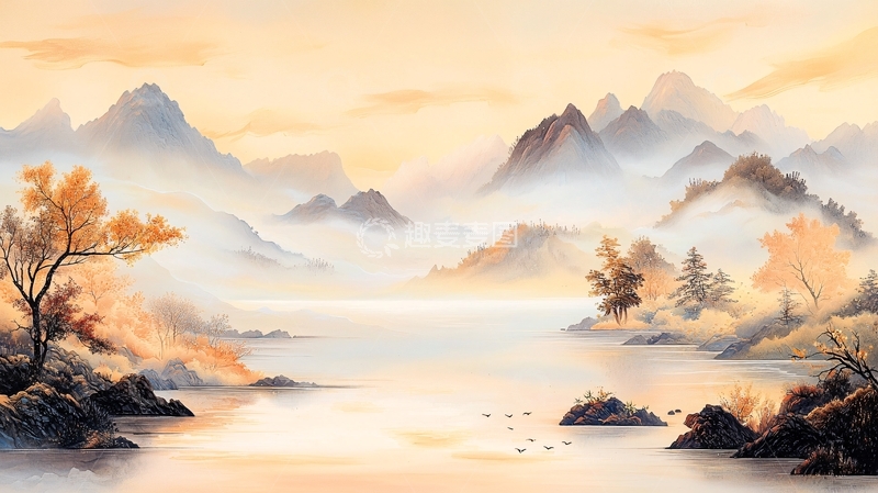 高清大图下载【趣麦麦图】-水墨画山水风景唯美