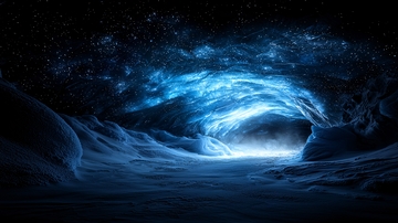 蓝色冰洞神秘光芒