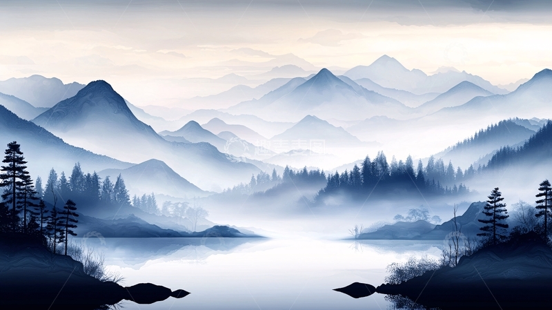 高清大图下载【趣麦麦图】水墨山水画意境深远