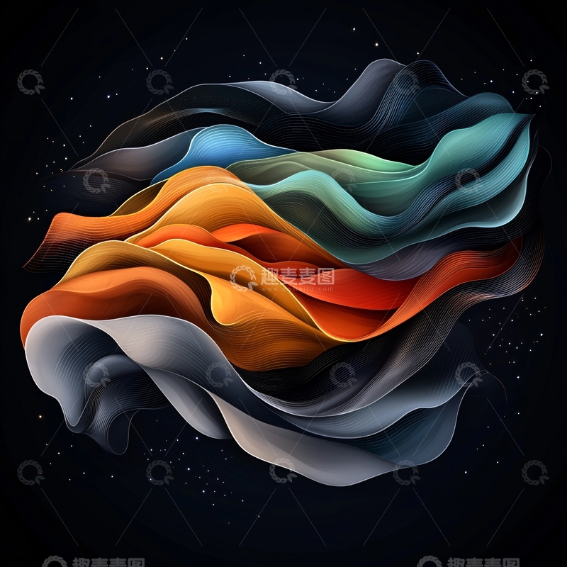 高清大图下载【趣麦麦图】抽象彩色流动曲线