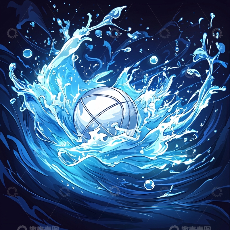 高清大图下载【趣麦麦图】篮球在水中溅起水花