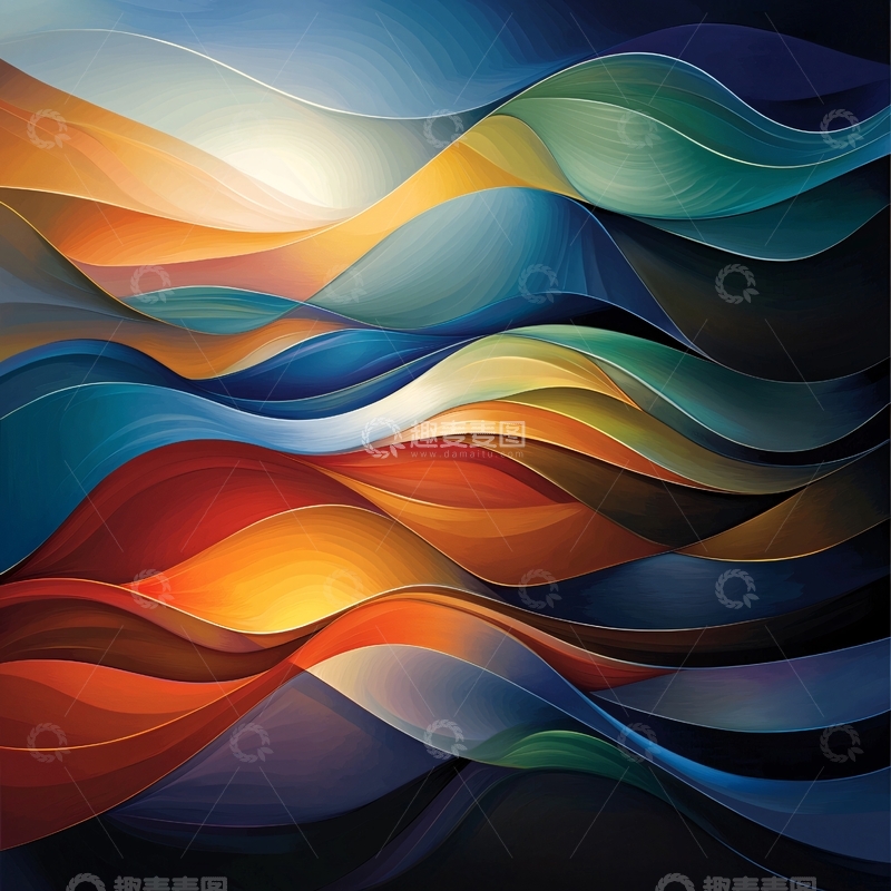 高清大图下载【趣麦麦图】抽象彩色流动曲线