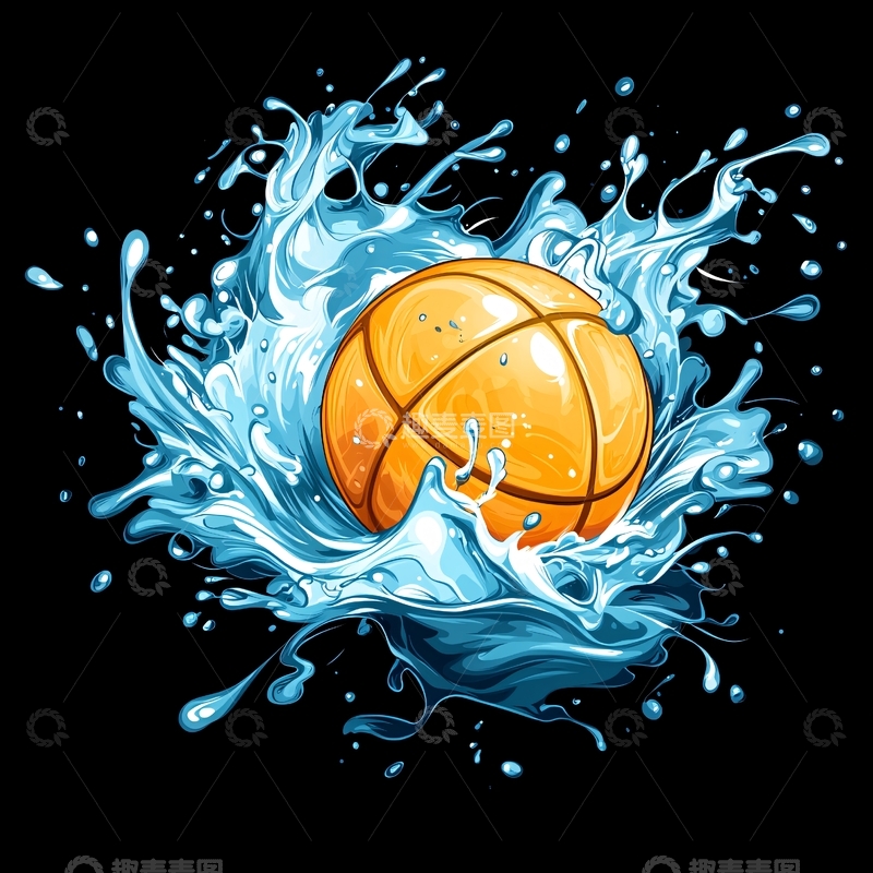 高清大图下载【趣麦麦图】篮球在水中飞溅的瞬间