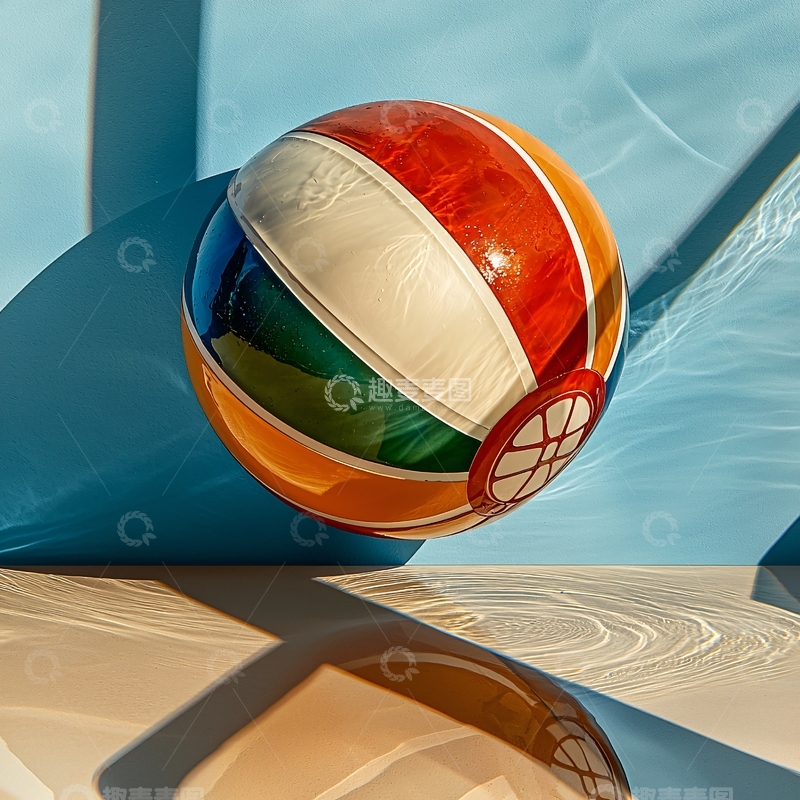 高清大图下载【趣麦麦图】彩色条纹沙滩球