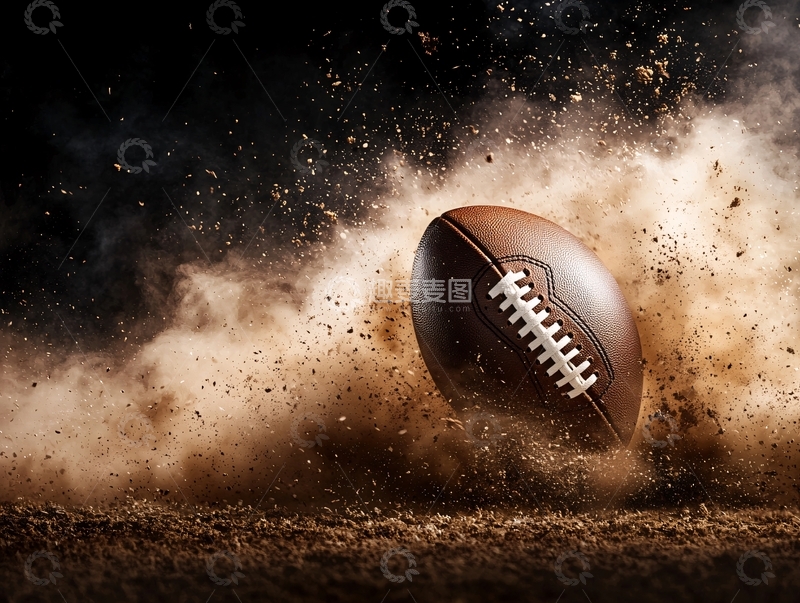 高清大图下载【趣麦麦图】棕色橄榄球飞溅尘土