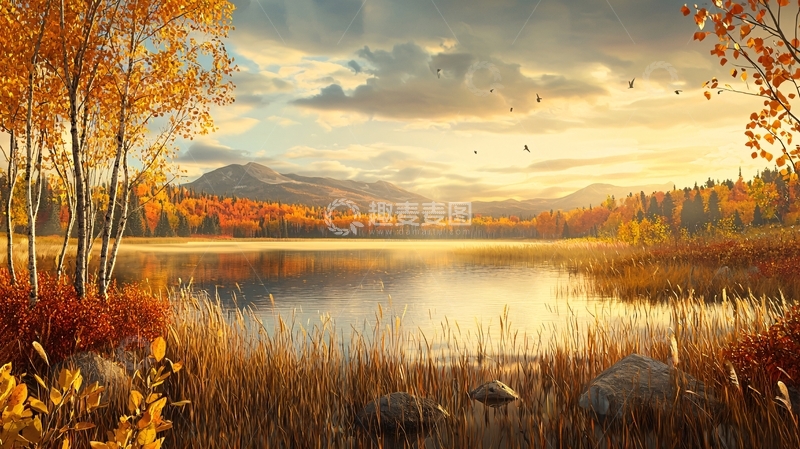 高清大图下载【趣麦麦图】秋日湖光山色