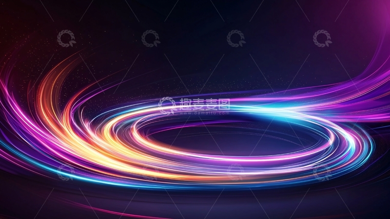 高清大图下载【趣麦麦图】炫彩光束形成的圆形