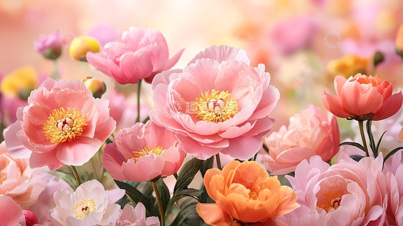 高清大图下载【趣麦麦图】娇嫩粉色牡丹花特写