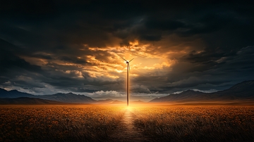 孤单光柱下的荒原夜空