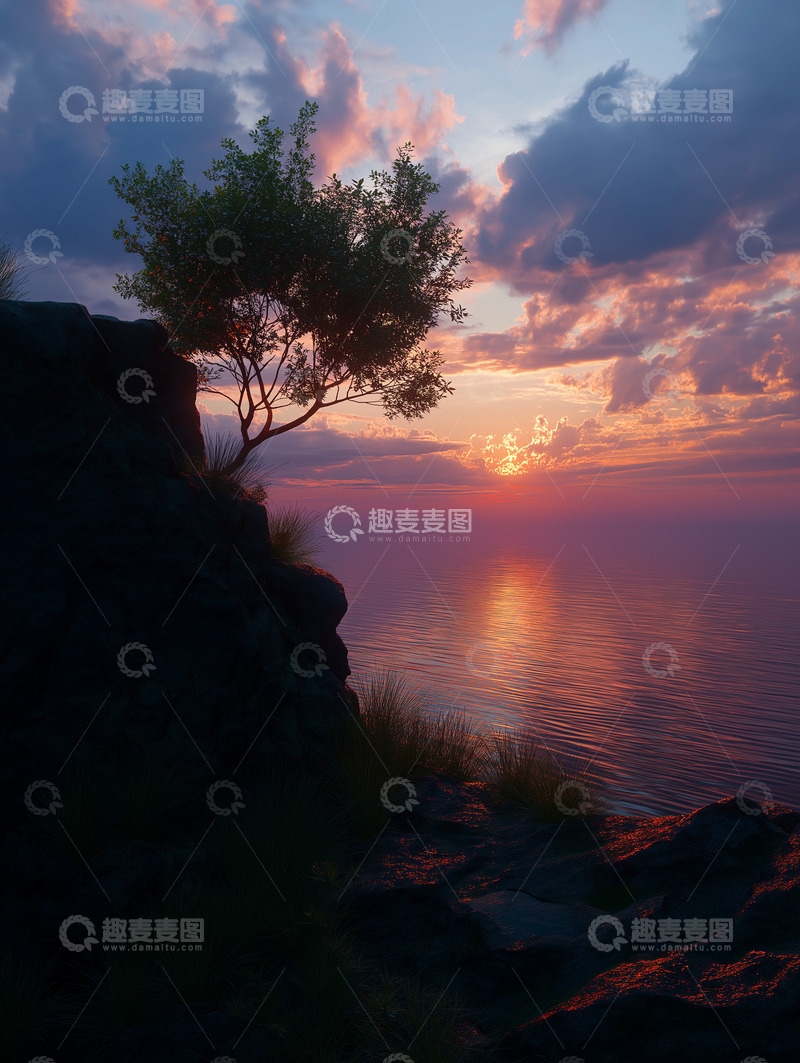 高清大图下载【趣麦麦图】唯美夕阳背景1