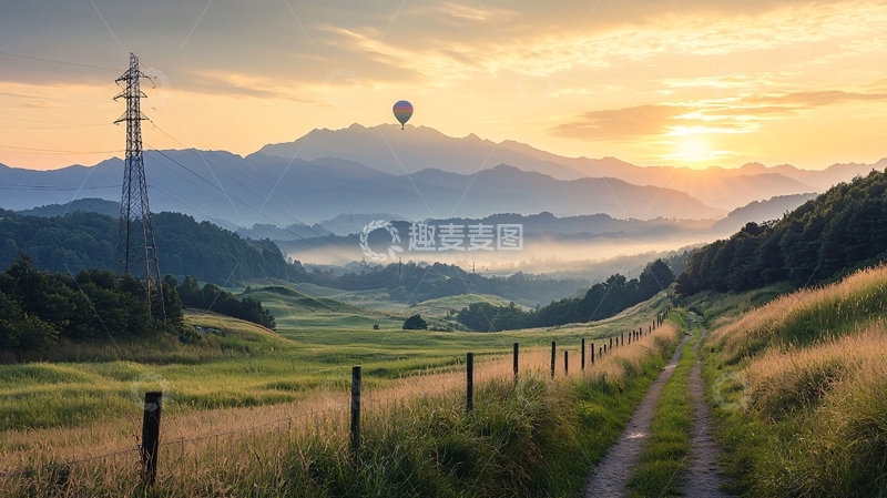 高清大图下载【趣麦麦图】山间清晨的田园风光