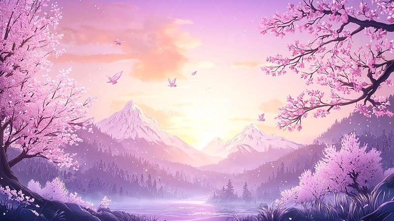 高清大图下载【趣麦麦图】粉色樱花浪漫风景