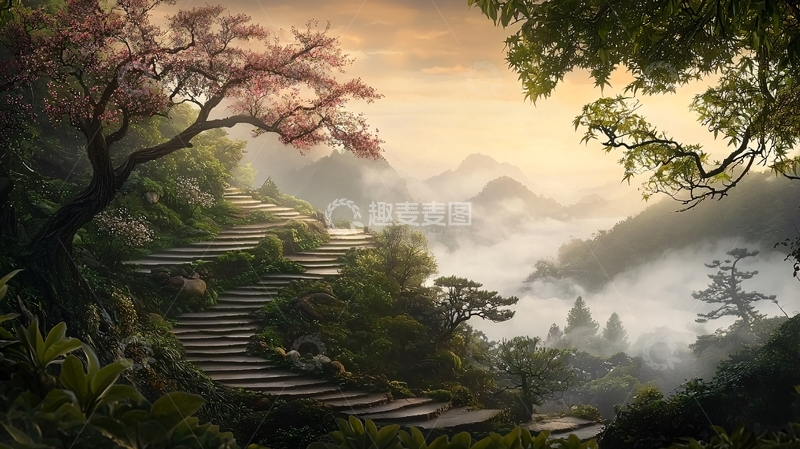 高清大图下载【趣麦麦图】蜿蜒小路通向山顶