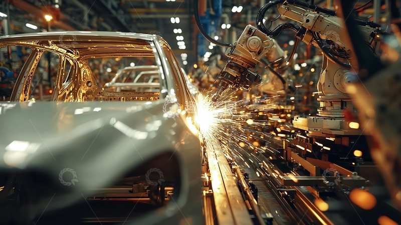 高清大图下载【趣麦麦图】汽车生产线上火花四溅