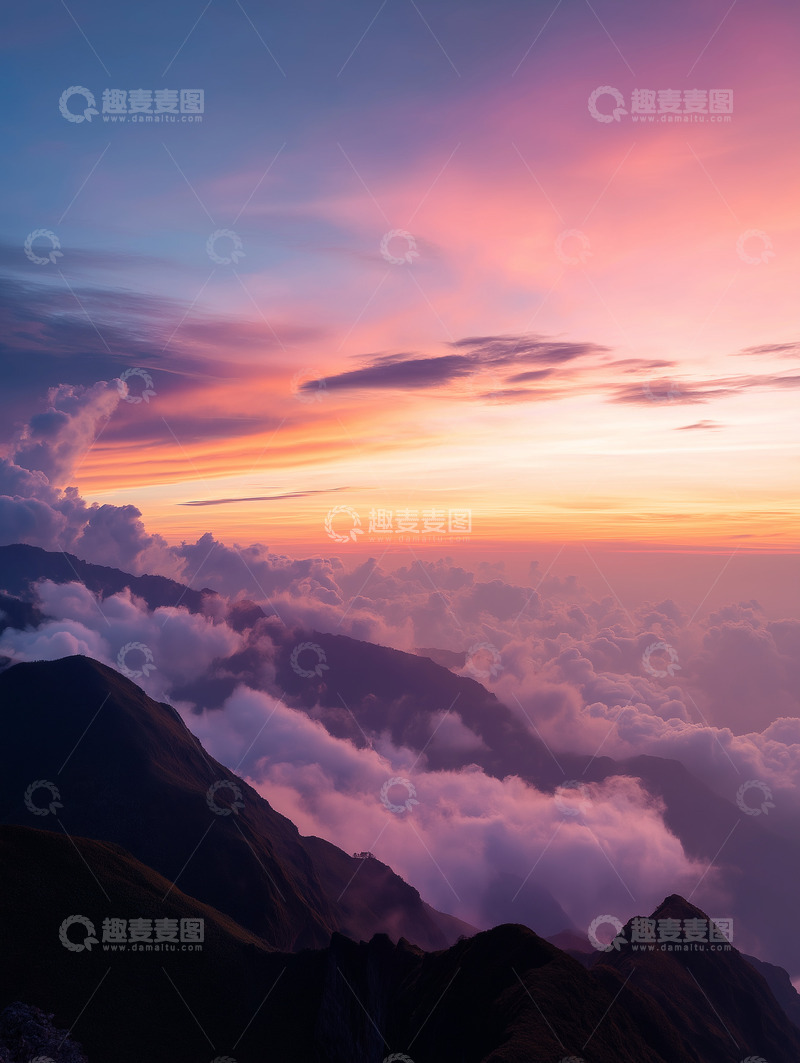 高清大图下载【趣麦麦图】唯美日落日出云海1