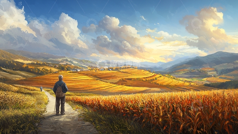 高清大图下载【趣麦麦图】旷野中的孤独背影