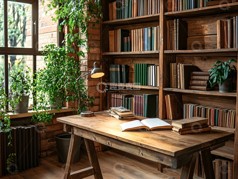 高清大图下载【趣麦麦图】书房一角高清图片