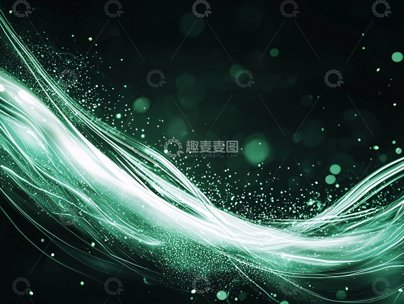 高清大图下载【趣麦麦图】绿色光线流动背景