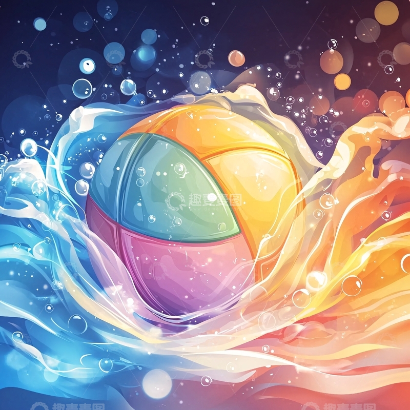 高清大图下载【趣麦麦图】彩色球体在水与火之间