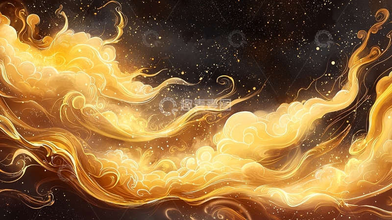 高清大图下载【趣麦麦图】金色火焰在黑暗中舞动