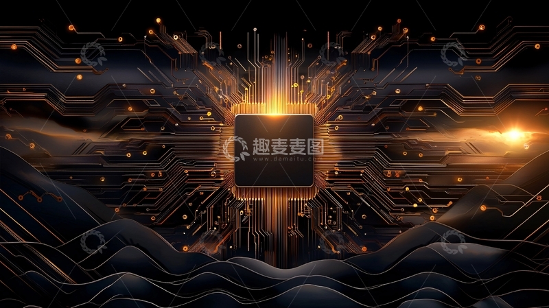 高清大图下载【趣麦麦图】科技感芯片电路板发光