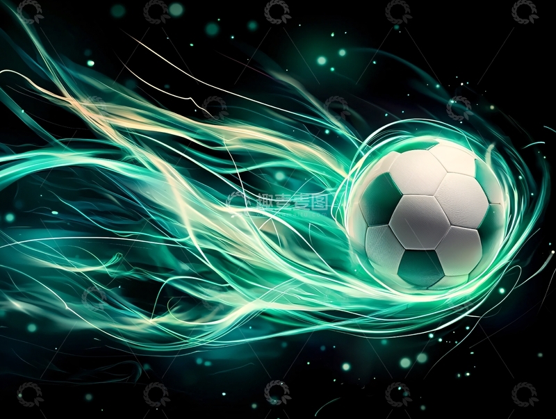 高清大图下载【趣麦麦图】绿色光效足球