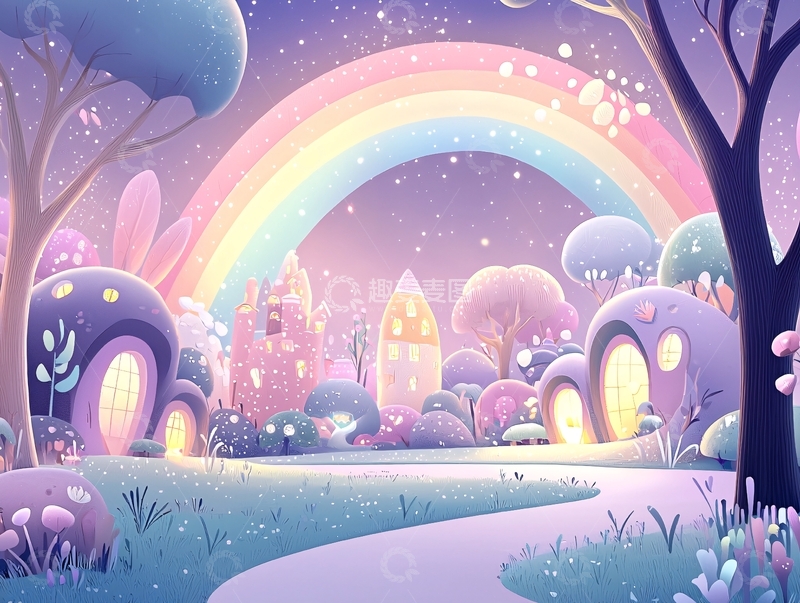 高清大图下载【趣麦麦图】童话般的彩虹村庄