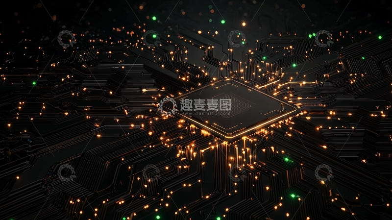 高清大图下载【趣麦麦图】微芯片周围闪耀着光芒