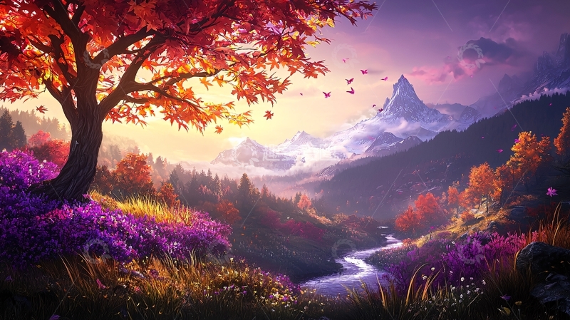 高清大图下载【趣麦麦图】秋日山谷的梦幻景色